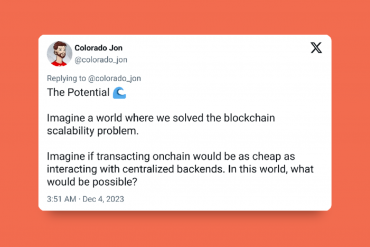 "Blockchain scalability solutions" featured image — a tweet by @colorado_jon asking readers what would be possible if we overcame the blockchain scalability problem.