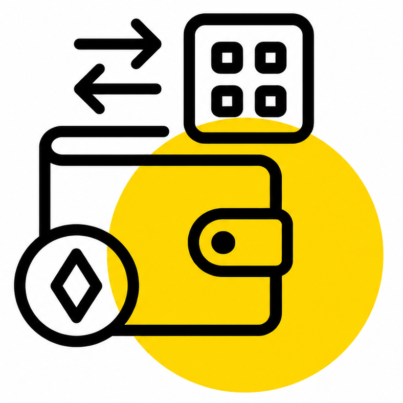 Wallets, Exchanges and DApps icon (original graphic element)